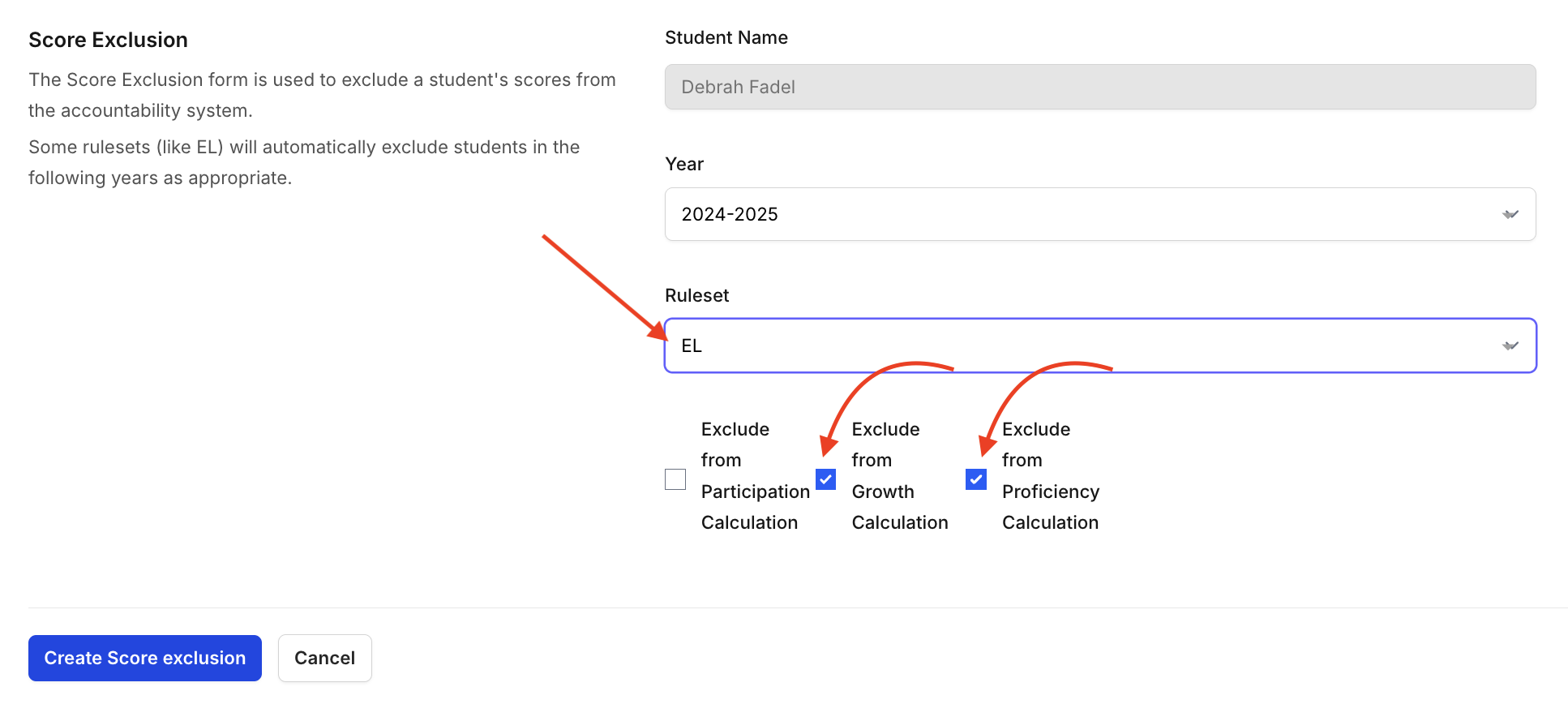 Score Exclusion Form