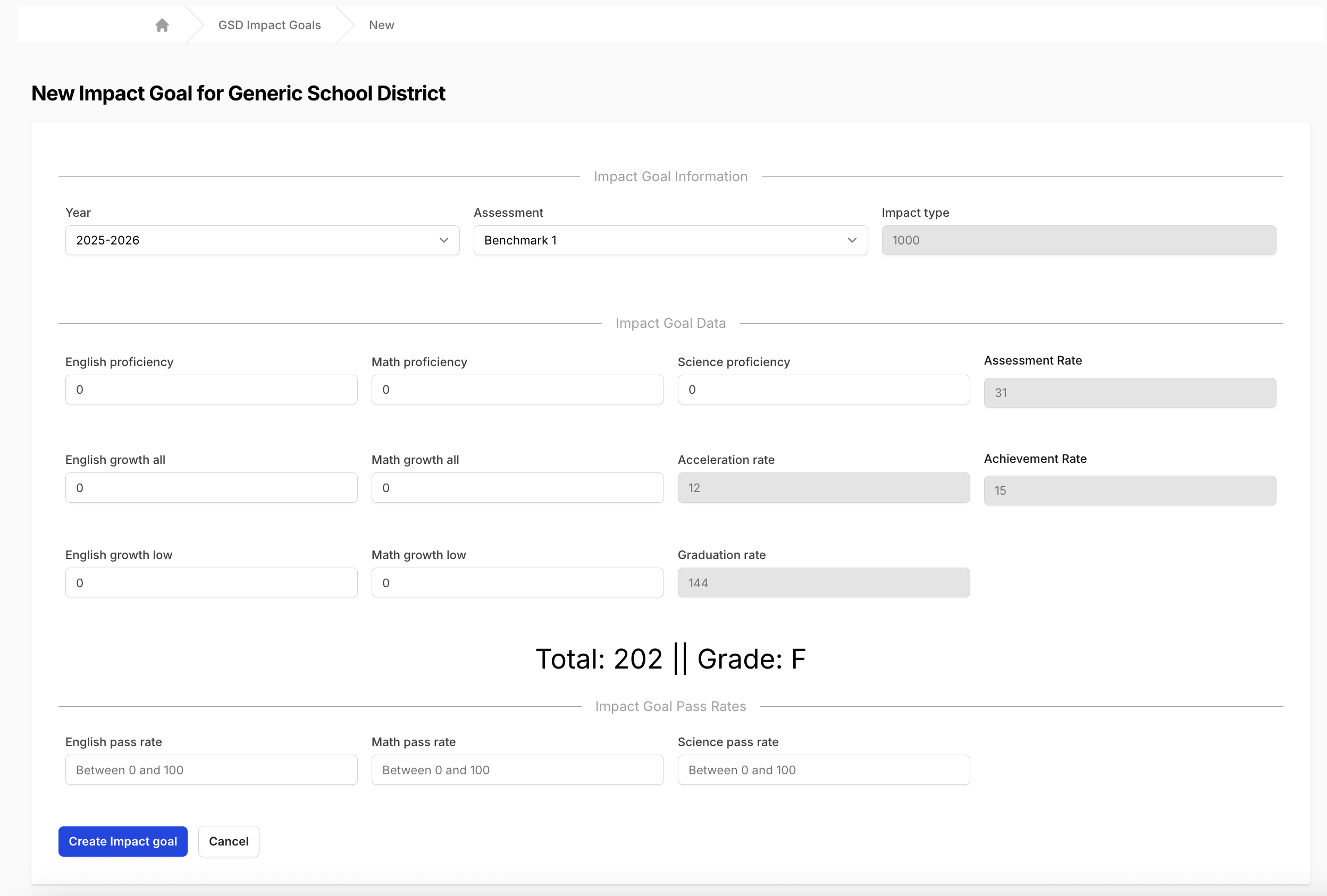 New Impact Goal Form