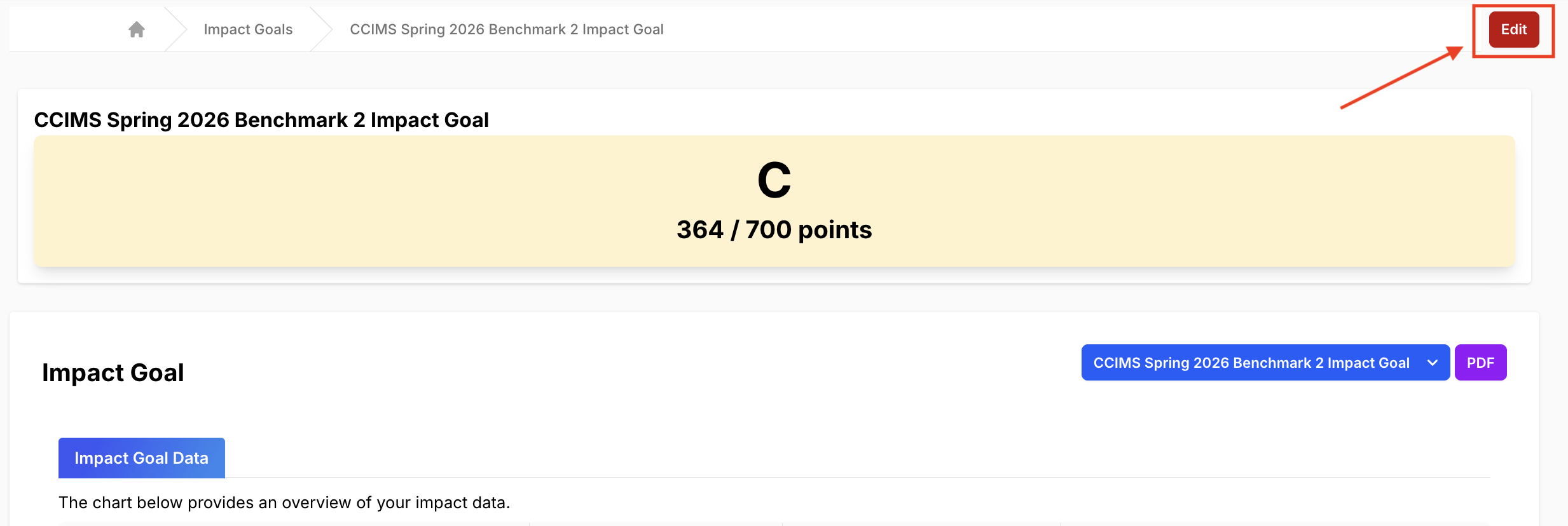 Edit Impact Goal Button