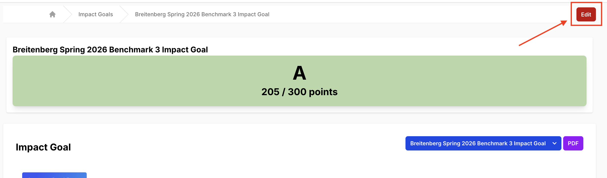 Edit Teacher Impact Goal Button