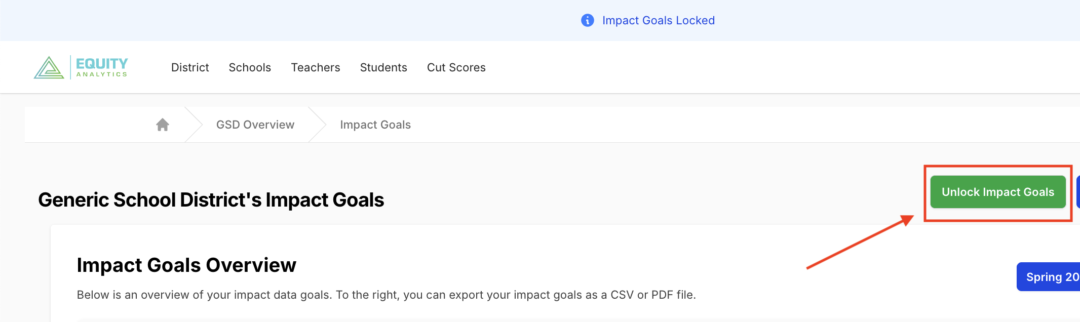 Unlock Impact Goals Button