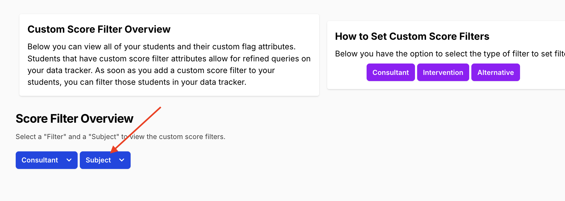 View Score Filters