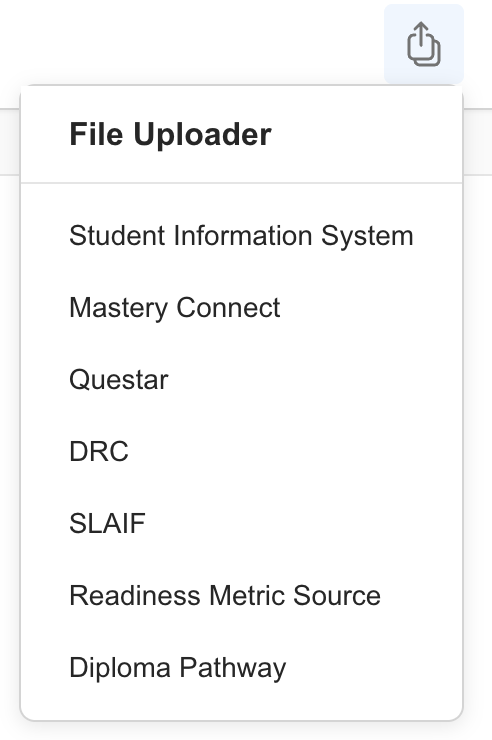 User Menu showing Metrics Upload option