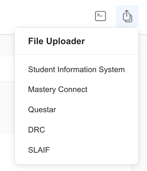 User Menu showing File Upload option